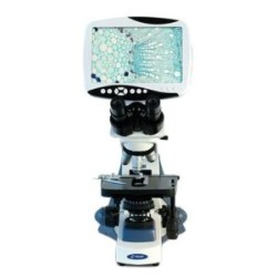 Microscopio biológico con pantalla LCD.